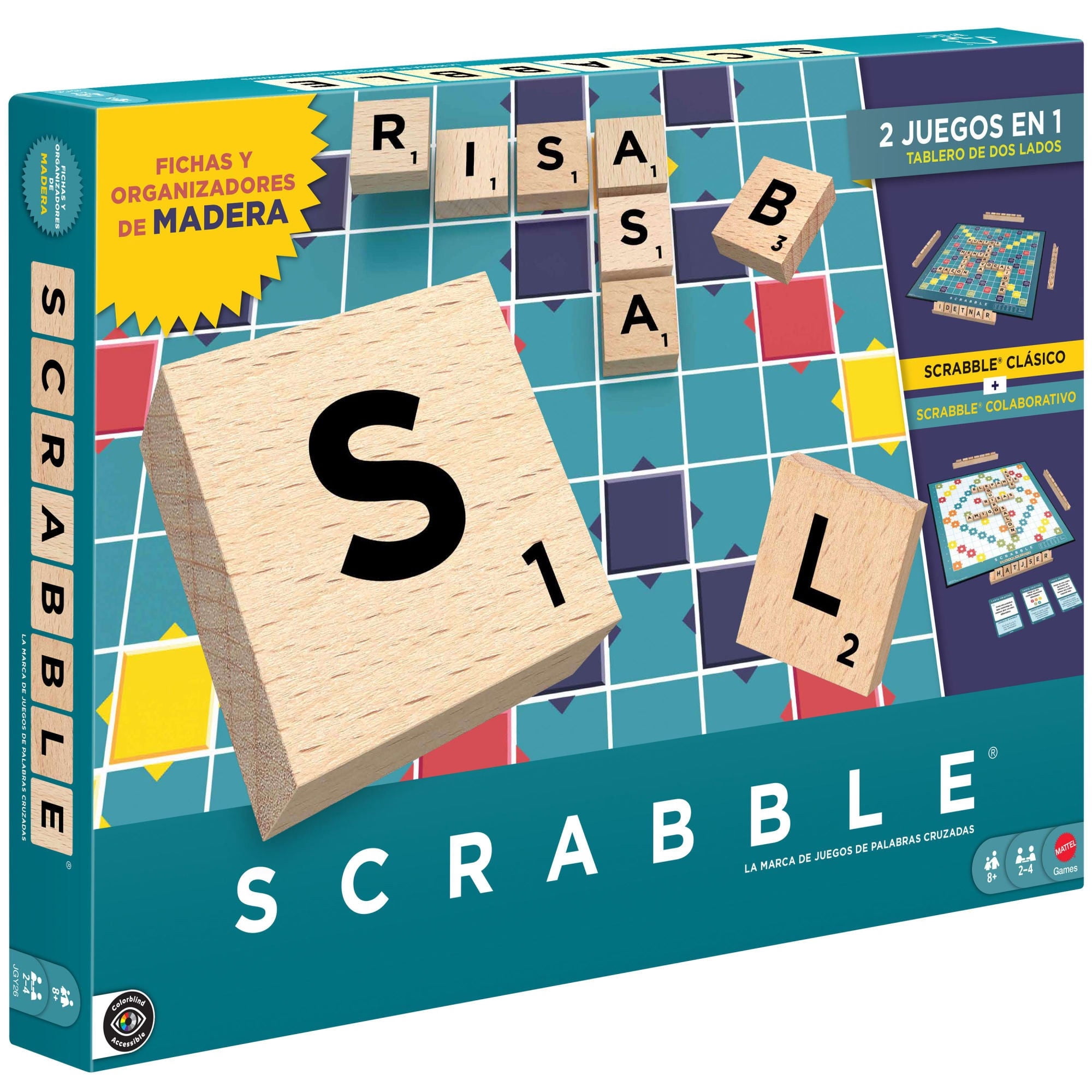 Scrabble Juego De Mesa De Madera Clásico 8+ Años