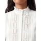 thumbnail image 5 of Blusa con Volantes y Encaje Hueco para Mujer INSPIRE CHIC, Cuello Alto, Ajuste Regular, Talla X Grande, Blanco, 5 of 6
