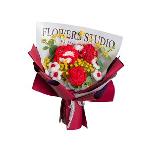 Magideal - Ramo De Crochet, Flores De Punto Hechas A Mano, Flores Artificiales, Ya Hechas Para El Día De San Valentín, Festival, Acción De Gracias, Novia, Rojo