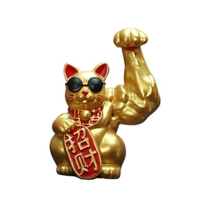 Bothyi - Figura De Gato De La Suerte, Brazo Musculoso Grande, Decoración Feng Shui De Resina Para Escaparate, Escritorio, Brazo Izquierdo