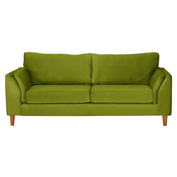 Sofa Milan 3C Con Resortes Pocket Tela Velvet Pistacho