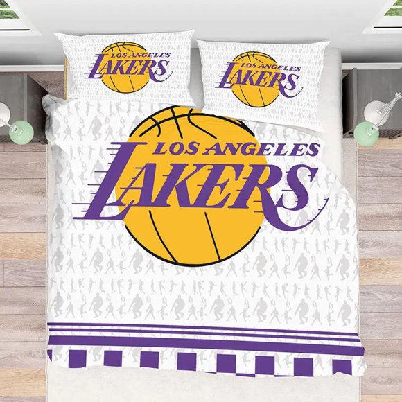 NBA Los Angeles Lakers Quilt Duvet Cover Set Bed Linen Queen Bedding