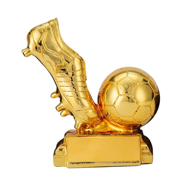 Trofeo de fútbol de resina, estatua decorativa, regalo de cumpleaños, bota de fútbol, premio, zapatos para la entrada, decoración del hogar, sala de Recubrimiento de oro