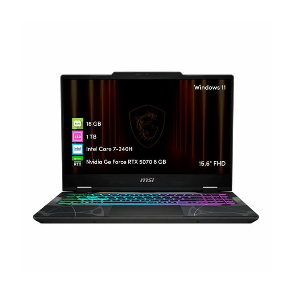 Notebook Gamer MSI Cyborg Core 7 16GB 1TB SSD RTX5070 15.6 FHD W11