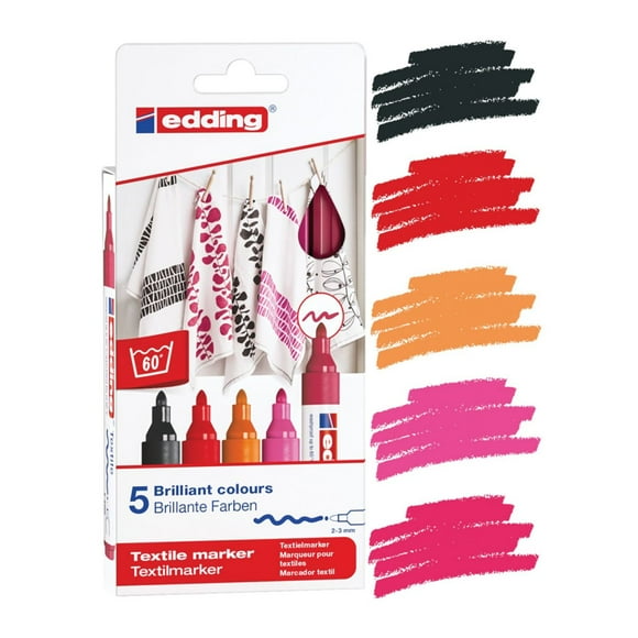 Marcadores Textil Edding Set 5 Tonos Calidos