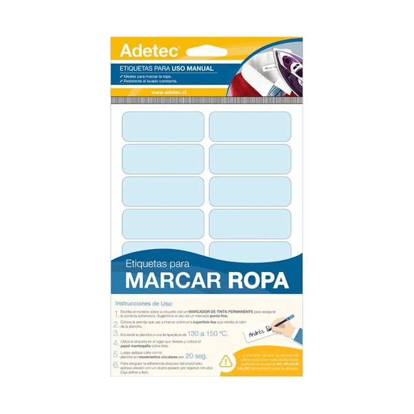 ETIQ MAR ROPA COLOR LISO ADETEC 63X25 MM