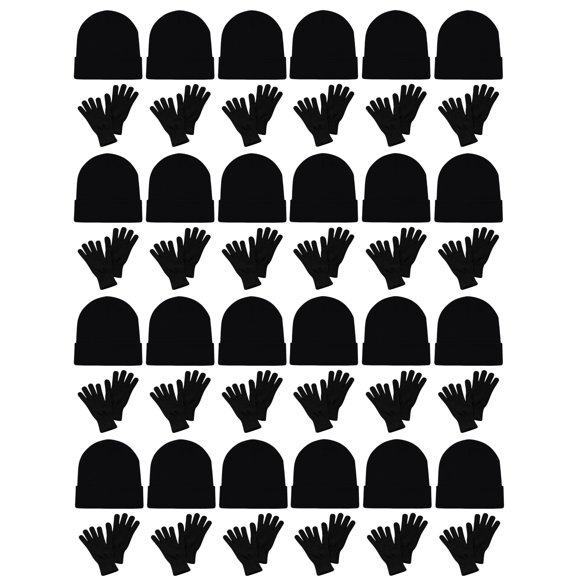 Gorros y Guantes Winterlace Pack de 48 unidades Negro Unisex