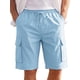 thumbnail image 1 of INSPIRE CHIC Pantalones Cortos Cargo de Hombre Casuales y Ligeros con Cintura Elástica con Cordón y Múltiples Bolsillos S Azul Claro, 1 of 5