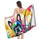 thumbnail image 4 of Bulldog Francés Toalla de playa de secado rápido con diseño temático, regalo para mujeres y niñas, ideal para cumpleaños, fans, amantes de la música, uso en la playa o al aire libre, 78 × 150 cm, 4 of 6