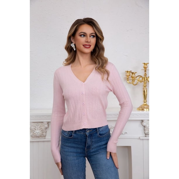 Sweater Mujer Cardigan Botones Otoño Cuello V Diseño 6009