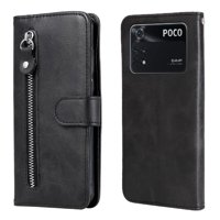 Gangxun - Funda Con Cremallera Para Xiaomi Poco M4 Pro 4G, Carcasa Cartera De Cuero Pu Con Soporte Y Tarjetero