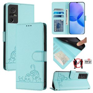 Funda Tipo Cartera Foxdock Para Tcl 40 Se Con Soporte, Ranuras, Rfid, Diseño De Gato