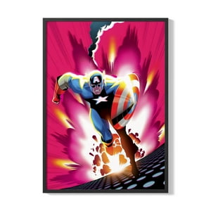Creango - Cuadro Poster Enmarcado Capitan America Comic Marvel Decorativo