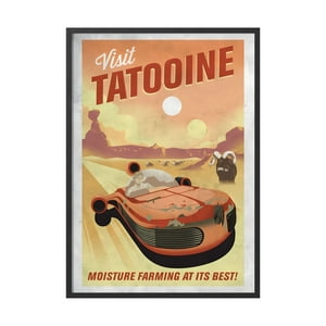 Creango - Cuadro Poster Enmarcado Star Wars Tatooine Decorativo