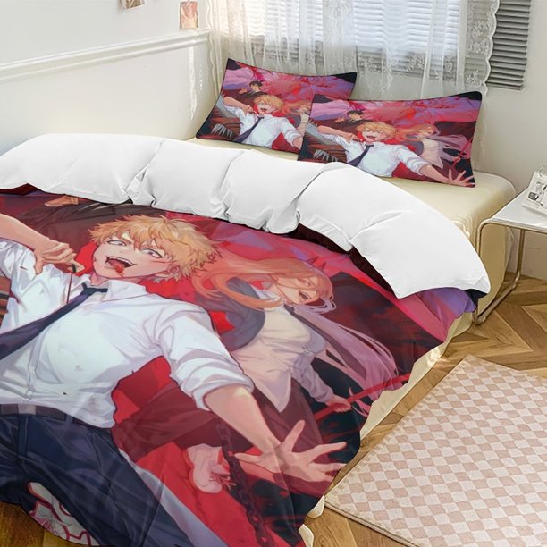 Chainsaw Man Anime Home Bed 3-piece Set Classic Japanese Anime Polyester Wash Student Dormitory Set