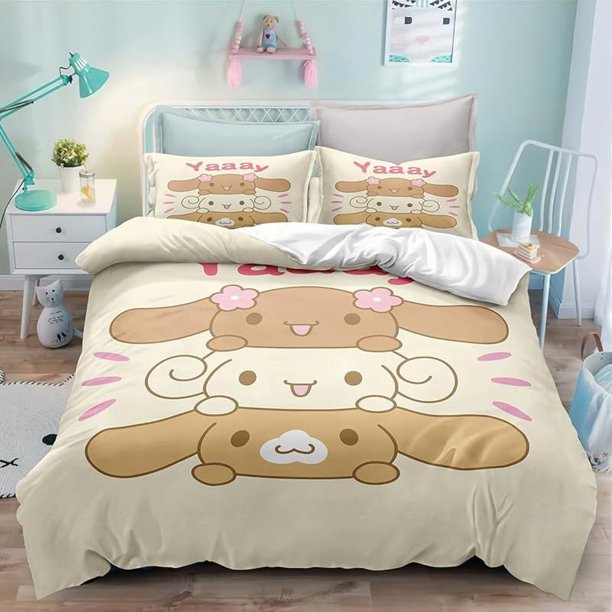 The CIN-namoroll Theme Bedding Set3 Piece 3D Cartoon Printed Breathable Durable Microfiber Comforter SetGifts for Kids Teenagers Adult