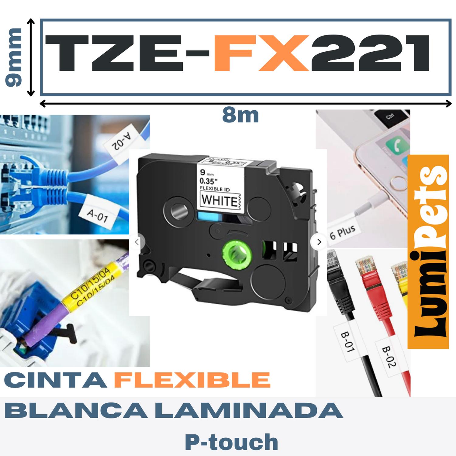 Lumipets - Cinta Tze-Fx221 Para Rotuladora Brother Modelo Pt, 9Mm X 8M