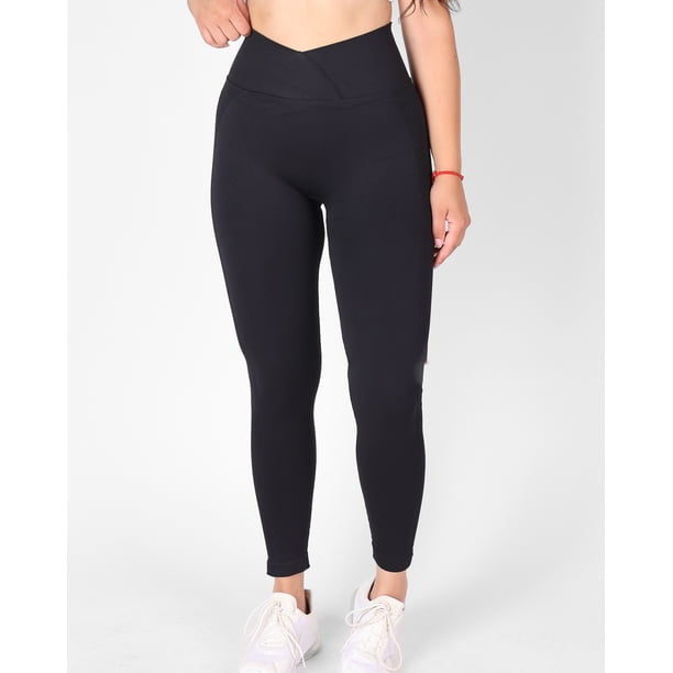 Calza Leggings Deportiva Mujer Doble Push Up Pretina Cruzada