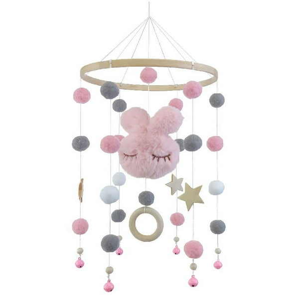 Cute Rabbit Five-pointed Star Bamboo Ring Shakes Wind Chimes Bed Bell Infants And Children's Room Decoration Pendant