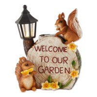Estatua Solar Zingz & Thingz Welcome Garden Squirrels