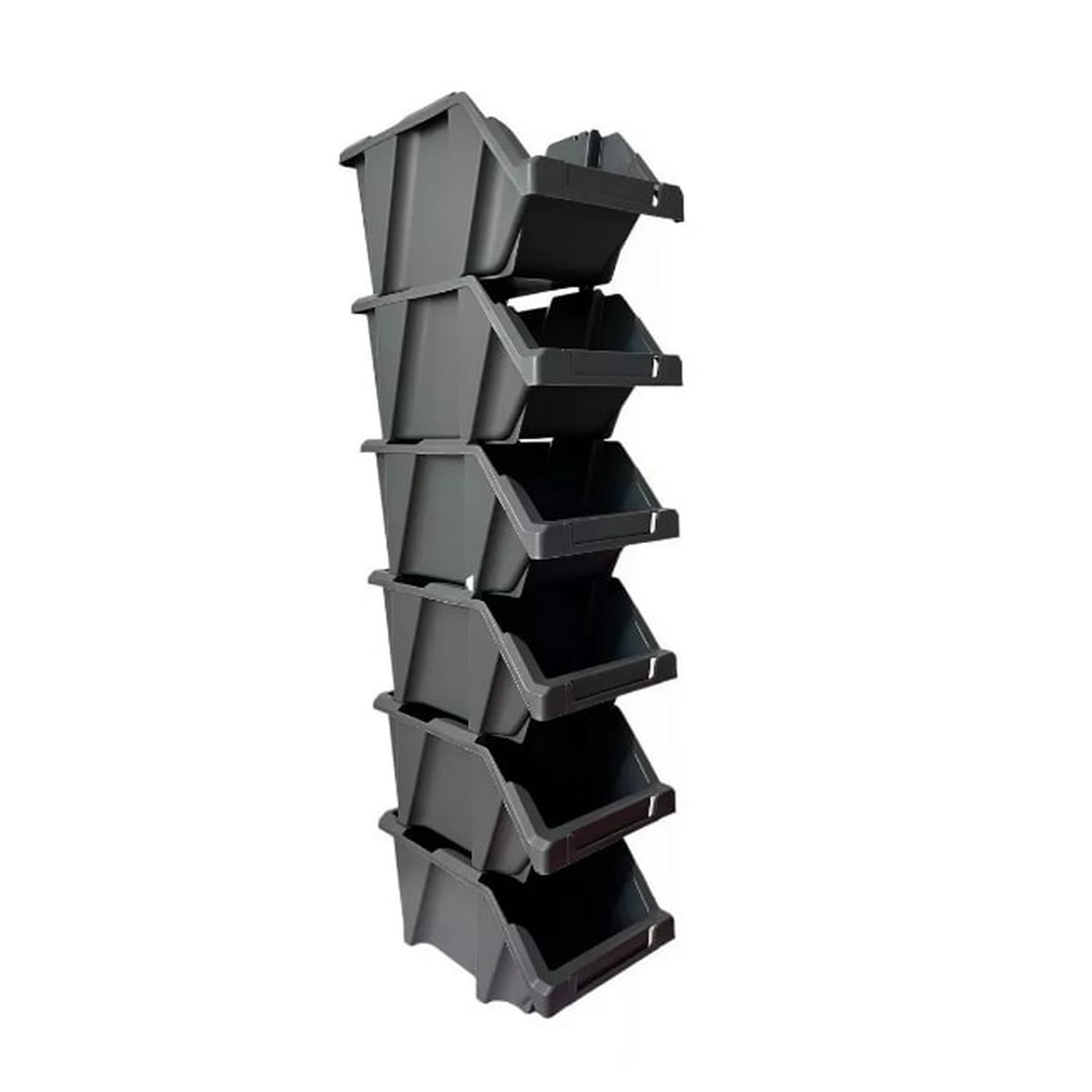 Reyplast - Set 6 Cajas Organizadoras Apilables Gris Gaveta Etiquetable