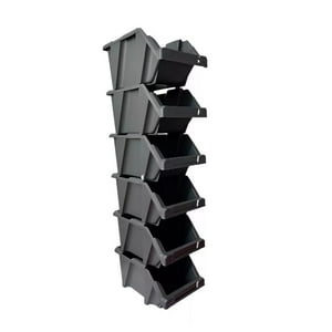Reyplast - Set 6 Cajas Organizadoras Apilables Gris Gaveta Etiquetable