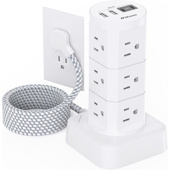 Power Strips with Surge Protection, Flat Plug Power Strip Tower