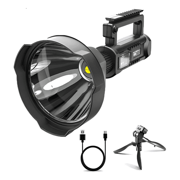 Foco Linterna Led Largo Alcance 600 Metros Usb Trípode Caza Color de la linterna Negro Color de la luz Fría