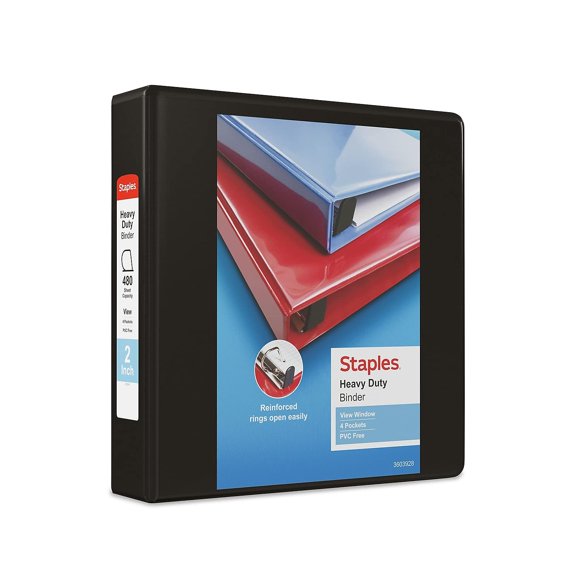 View Binder Staples 82679 Heavy Duty, 2 pulgadas y 3 anillos, negro