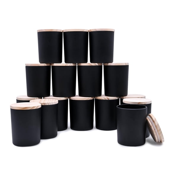 Frasco SHOWIN 210 ml Negro Mate con Tapa de Madera - Pack de 16