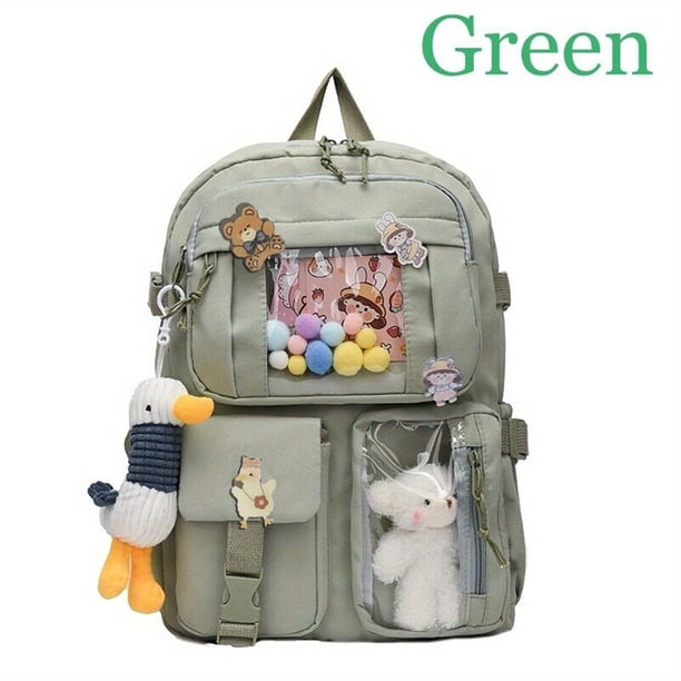 Get Ready for School with Our Cute and Waterproof Oxford Cloth Backpack for Girls with Multi-Pocket and Four Random Badges