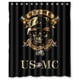 thumbnail image 1 of Cortina de ducha de baño con diseño de calavera negra del Cuerpo de Marines de EE. UU. con ganchos, tamaño 60 x 72 pulgadas, 1 of 3