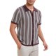 thumbnail image 4 of INSPIRE CHIC Polo de Punto a Rayas para Hombre de Verano con Mangas Cortas y Botones Abajo Camisas Polo de Jacquard XL Marrón Claro, 4 of 6
