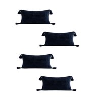 Genérico - Pack De 4 Fundas De Cojin Chenille Con Borlas 30X50 Azul Oscuro