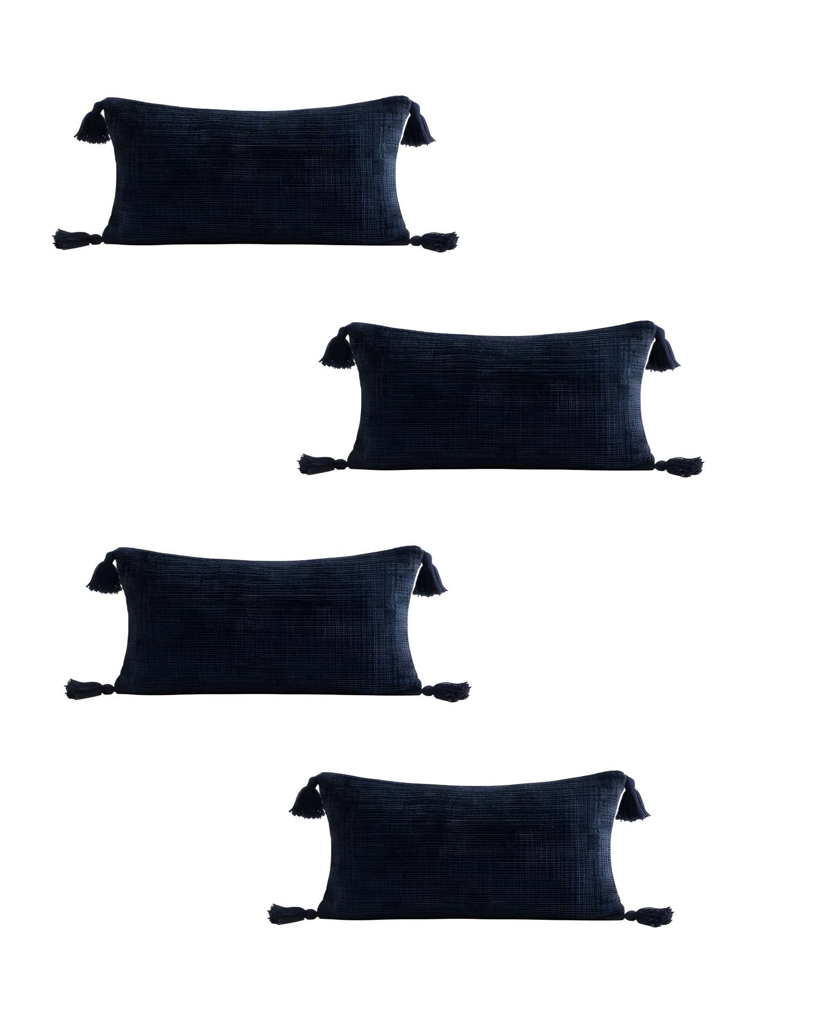 Genérico - Pack De 4 Fundas De Cojin Chenille Con Borlas 30X50 Azul Oscuro