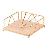 Magideal - Soporte De Almacenamiento De Pañuelos De Mesa, Caja De Almacenamiento De Servilletas, Organizador De Comedor, Encimera, Plato De Metal, Dispensador De , Oro