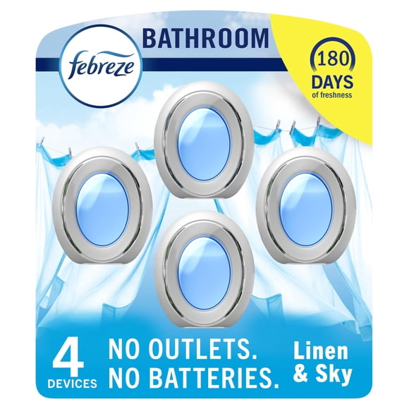 Ambientador Febreze para Baño, contra olores, aroma Lino y Cielo