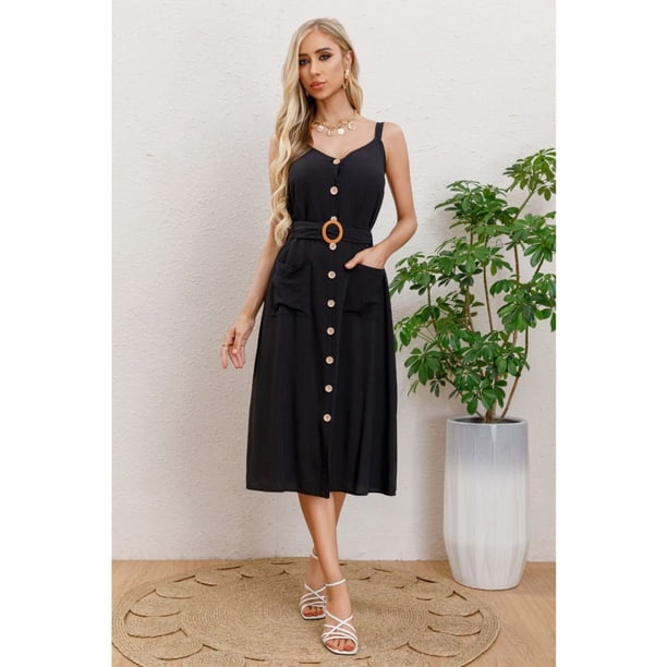 Vestido Largo Primavera Mujer Semi Formal, Casual Botones Premium 337