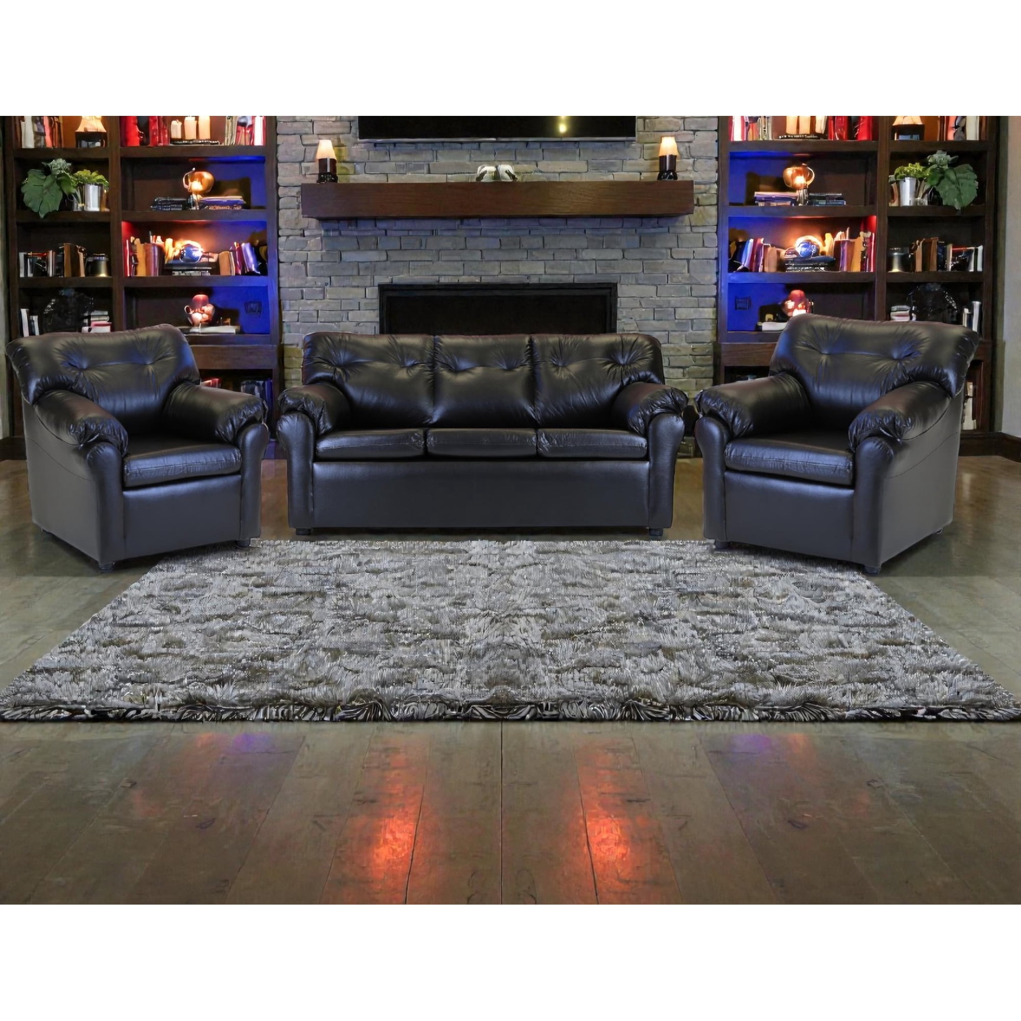 Muebles Altiro - Living Mateo 311 - Cuero Sintético Pu Negro