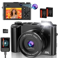Cámara Digital Duoch 4K 64Mp Con 2 Lentes, Zoom 16X, Tarjeta De 32 Gb, 2 Baterías