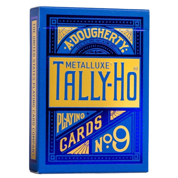 Juego de cartas Tally-Ho MetalLuxe azul con estampado de metal auténtico