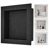 Hornacina De Ducha Vevor De 40 X 40 X 9 Cm Con Estante Individual, Negra, Impermeable