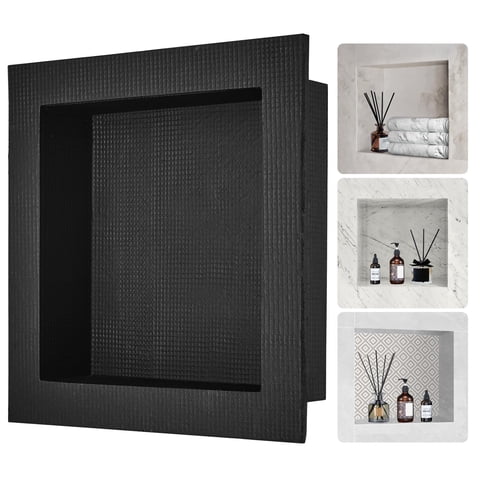 Hornacina De Ducha Vevor De 40 X 40 X 9 Cm Con Estante Individual, Negra, Impermeable