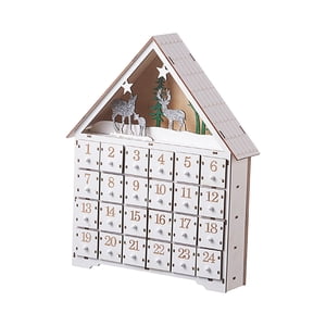 Magideal - Calendario De Adviento Navideño Con Cajones De 24 Días, Adorno De Escritorio, Artesanías De Color Blanco Para Juegos Familiares Interactivos, Duradero Talla S