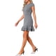 thumbnail image 4 of INSPIRE CHIC Vestido de pata de gallo para mujer con mangas cortas, dobladillo con volantes, vestido mini casual de negocios, ajuste y vuelo para la oficina, talla M, color negro, 4 of 6
