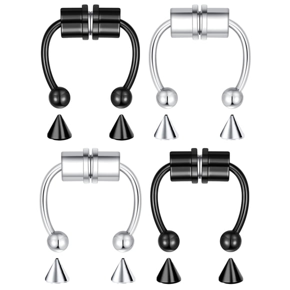 Aro de nariz magnético VELCARE 4 piezas de acero inoxidable 12 mm