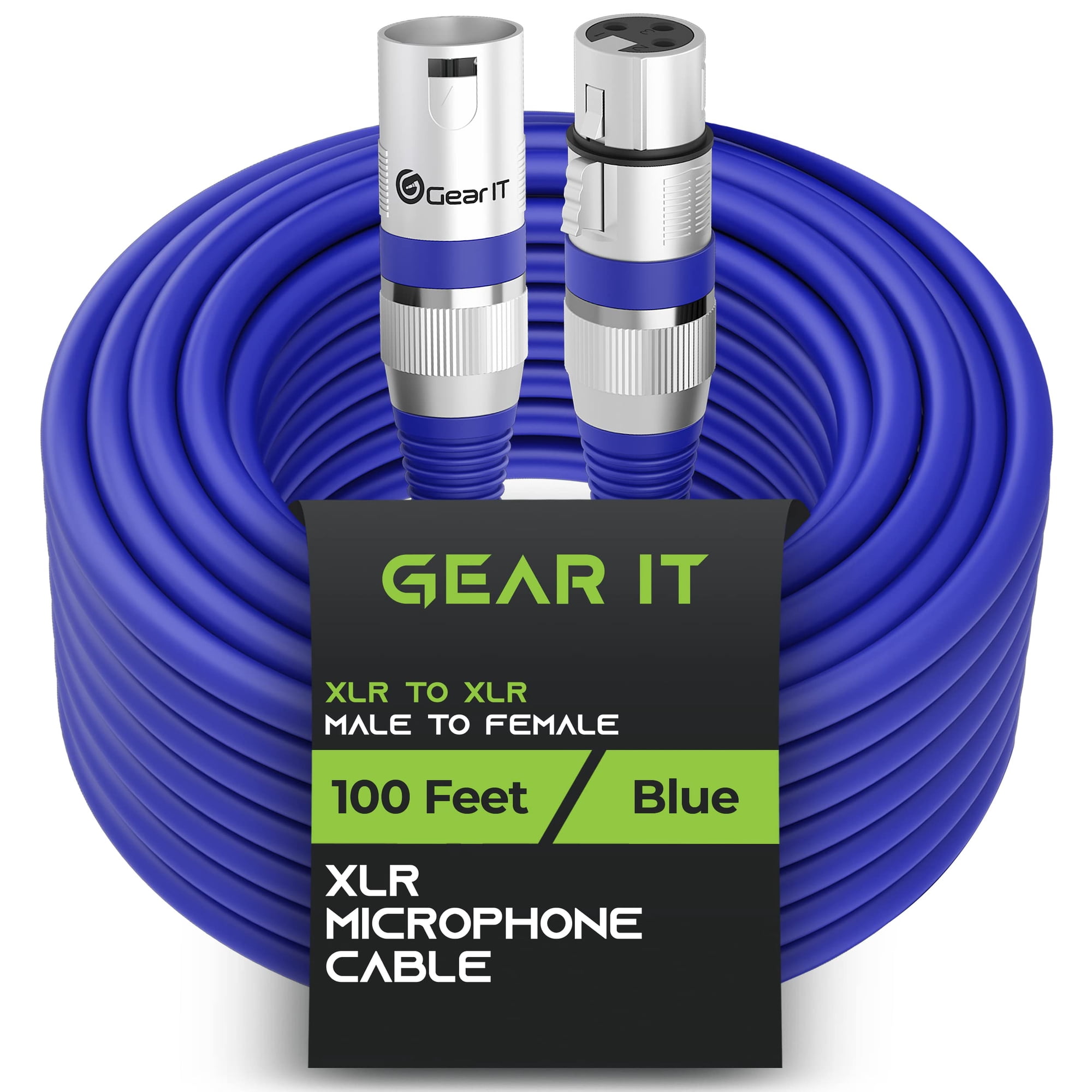 Cables Xlr Gearit Para Micrófono Macho A Hembra, 3 Pines, 30 M, Azul