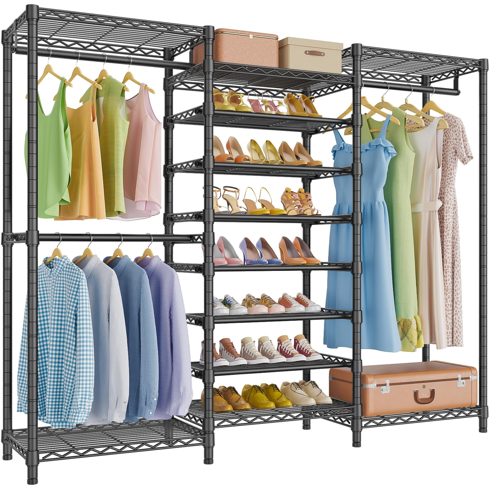 Perchero Vipek 175x40x194 Cm Con Zapatero De 6 Niveles, Negro