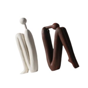 Magideal - 2 Esculturas De Arte Abstracto, Figuras De Resina, Sujetalibros Decorativos, Decoración De Mesa Artesanal Para Dormitorio, Estantería, Decoración Del