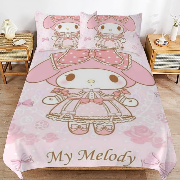 My Melody Duvet Cover Set 3 Piece Bedding Set Double Sided Printing Decorative Comforter Cover Set